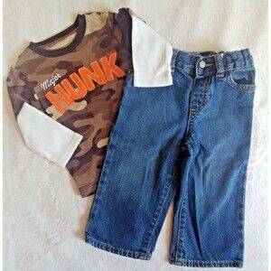 jeans and shirt 12 month boy s Place Carters long sleeved  baby camo outfit